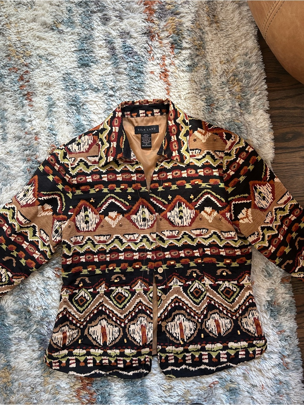 Silkland Women’s Western Pattern Button-Up Top in Multi-Color
